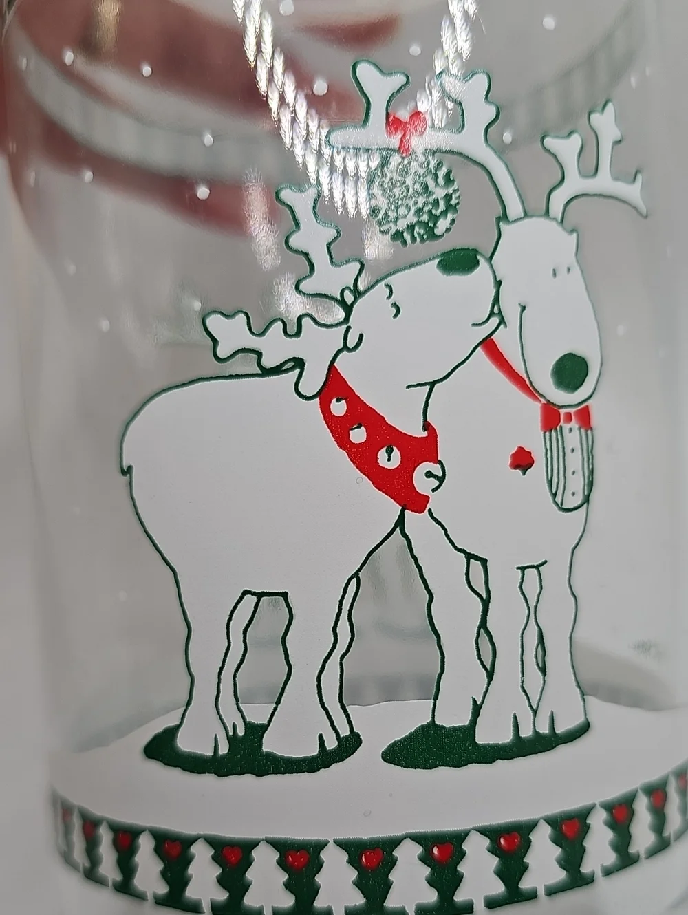 Vtg 90s Christmas Holiday Treat Jar Kissing Reindeers Cathy Hentz Design